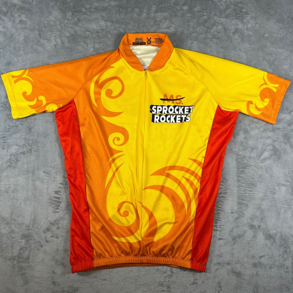 Vomax Mens MS Sprocket Rockets Cycling Jersey Orange Yellow Club Fit Medium USA